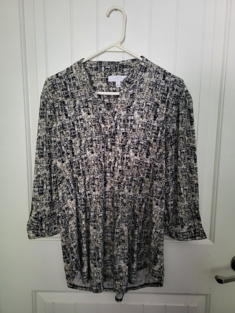 New Directions Abstract Print Stretch Blouse Large